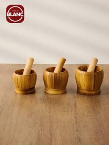 1入組木製搗蒜器廚房用簡易竹製大蒜壓力罐 - 棕色 - 查看 3