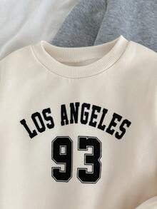 Loomiva 3pcs/Set Boys' Letter Graphic Soft Knit Crew Neck Long Sleeve Pullover Sweatshirt Autumn Winter Clothes For Girls - Multicolor - View 4