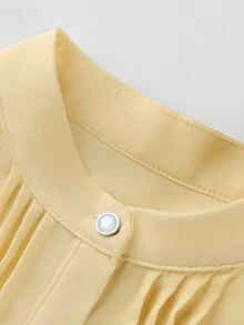GlowEve Women's Casual Minimalist Front Button Long Sleeve Shirt, Autumn Casual Women Outfits Elegant Dress Women - Yellow - View 5