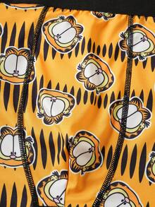 GARFIELD | SHEIN 1pc Men's Soft & Comfortable Cat Print Trunks,Soft & Comfortable, Basic Casual Boxer Brief, Cartoon Boxers Graphic Boxers Mans Boxers Funny Boxers For Men