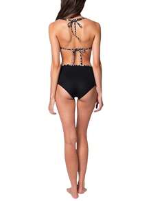 Calvin Klein Women's Swimsuit Tops Black White - Blanco y Negro - Ver 3