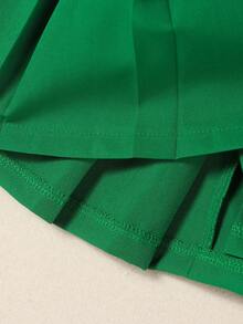 2025 年新款女童 4-7 岁缎带饰边百褶裙，热销经典休闲舒适简约风格，适合旅行、日常、上学、度假、户外、返校