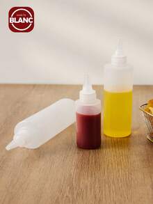 1 botella exprimible de condimentos, botella de salsa transparente para aderezo de ensalada de ketchup - Blanco - Ver 3