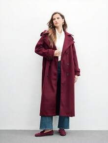 CUCCOO BIZCHIC 女士时尚休闲通勤平底乐福鞋，金色锁扣设计 - 酒紅色 - 查看 10