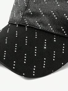 SHEIN SXY Women's Fashionable Versatile Washed Rhinestone Baseball Cap - Black - View 8