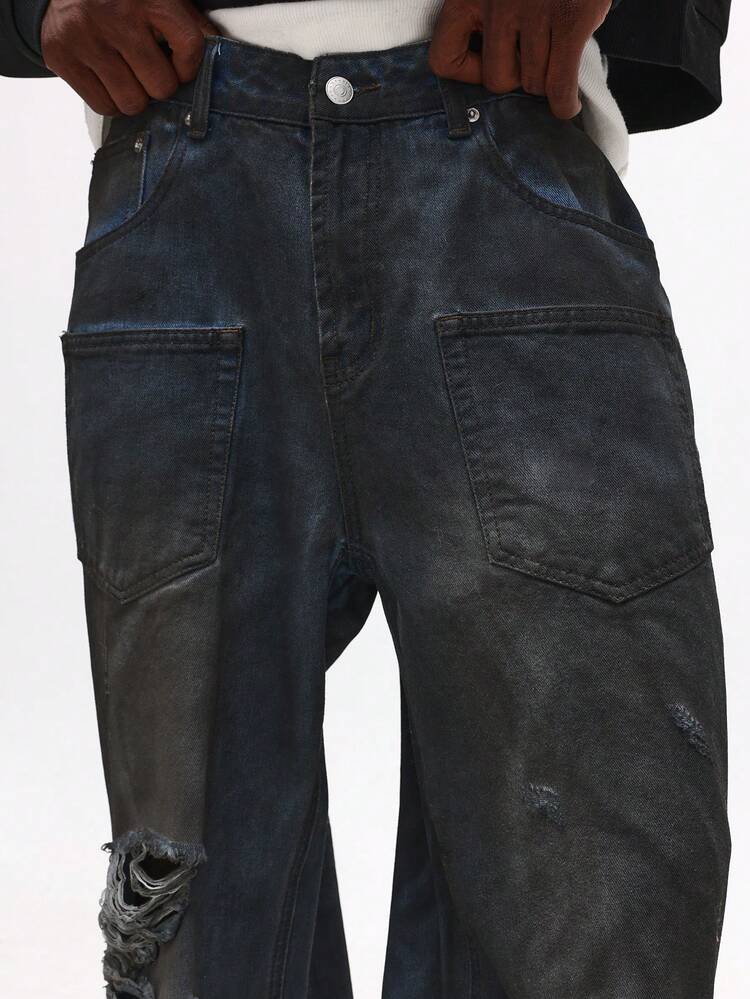 빈티지 찢어진 데님 청바지
