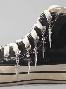 ROMWE 5pcs Gothic Retro Rivet Shoe Decorations, Suitable For Boots, Halloween - Silver - View 1