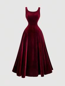 SHEIN MOD Women's Bowknot Backless Fitted Burgundy Velvet Dress,Fall / Winter, Autumn Clothes For Women,Thanksgiving,New Year Dress, Party,Wedding,Wedding Guest Party Dress ,Elegant Dresses For Ladies,Max Bow Dress,Chic Autumn,Fall New Style Women, Velvet Dresses