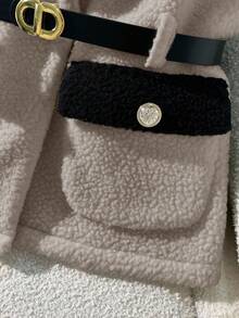 GlowEve Fashionable Sleeveless Color Block Jacket For Commuting, Autumn/Winter - Grey - View 6