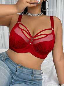 Snug Zone 1 pièce Soutien-gorge de Noël grande taille avec armature - Rouge - Voir 4