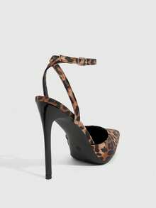 CUCCOO SZL 女士豹纹尖头细高跟性感派对晚装踝带高跟鞋 - 彩色 - 查看 8