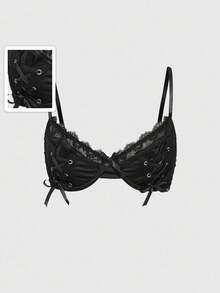 ROMWE Gothic Underwire Lace Eyelet Bra For Women