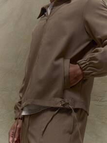 Musero Boxy Tailored Zip Through Harrington Jacket Elasticated Cuffs Jacket Fall SUMMER SPRING - Khaki - View 6