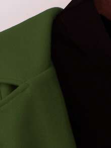 EMERY ROSE Áo khoác dài tay thanh lịch thắt lưng màu trơn cho nữ, áo khoác đen thu đông cho nữ - xanh quân đội - Xem 4