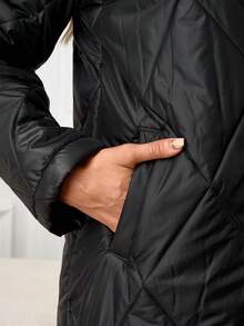 SHEIN Clasi Áo khoác giữ nhiệt lót lông màu trơn dành cho nữ, mùa thu/đông - màu đen - Xem 8