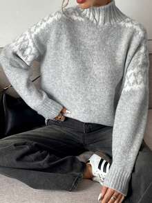 SHEIN Tween 女童休闲针织长袖套头衫