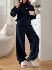 DAZY 女士加厚绒毛休闲家居服套装，冬季睡衣，舒适保暖，蓬松柔软