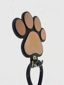 1pc Handcrafted Wooden Paw Print Wall Hook - Polished Finish, Perfect For Towels & Clothes Storage In Bedroom And Bathroom Decor - Multicolor - View 6