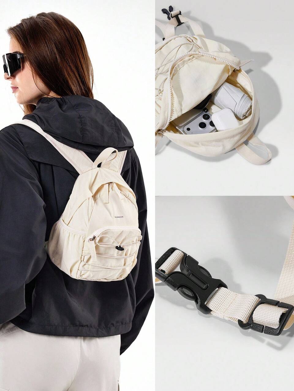 5L Mini Backpack Side Exterior Pockets Reflective Adjustable Straps Daily Casual Wear  Spring Summer