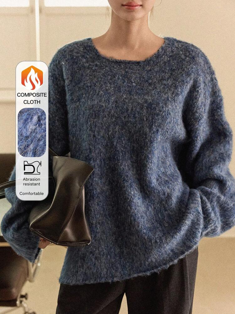 Women's Loose Business Casual Knitted Scarf And Sweater Set, Fashionable For Autumn And Winter