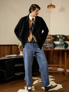 RivetRise 男士松紧腰口袋宽松休闲锥形牛仔裤 - 中等水洗藍 - 查看 6