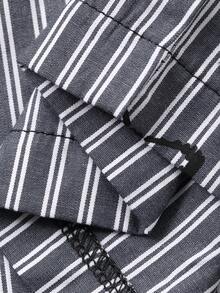 DAZY 条纹蝴蝶结图案宽松女士睡裤，冬季 - 灰色 - 查看 7