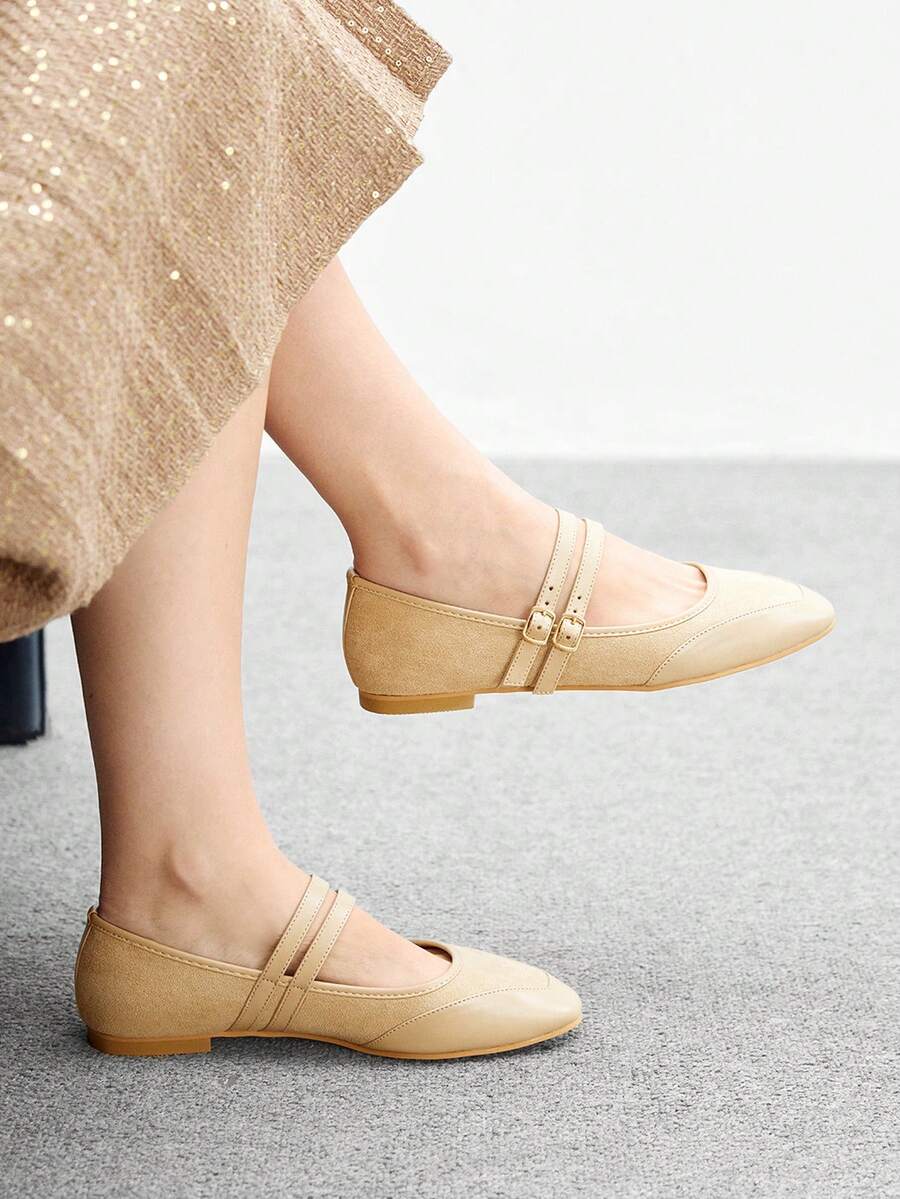 CUCCOO BIZCHIC Scarpe piatte con punta quadrata nere, eleganti, casual, confortevoli, slip-on, adatte per lavoro, pendolarismo, appuntamenti e occasioni formali - Albicocca - Visualizzare 1