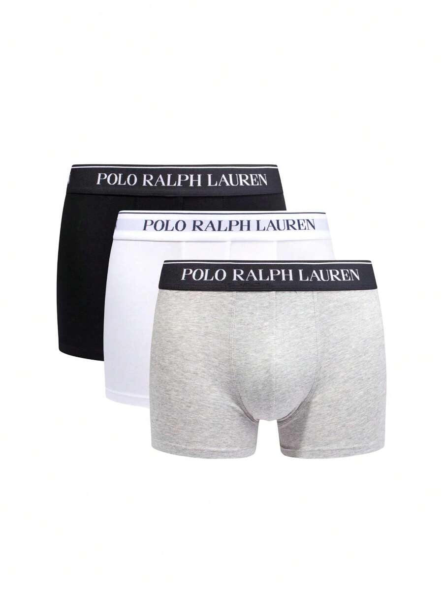 3 Pack Men's Elastic Letter Waist Casual Sports Briefs - White/Black/Andover - View 1