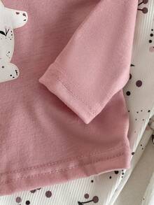 SHEIN Vintaside Kids 2 piezas Conjunto de pijama casual y elegante para niñas bebé con estampado floral en blusa de manga larga y pantalones