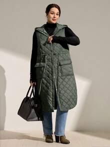Momelise Christmas Plus Size Women's Fashionable And Versatile Padded Coat - Army Green - View 5