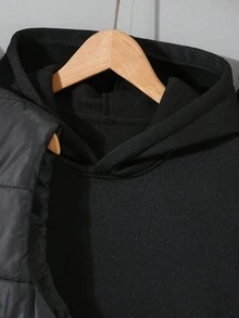 3pcs/Set Teenage Boys Casual Sports Thick Quilted Sleeveless Vest Jacket, Hooded Pullover Sweatshirt, And Outdoor Drawstring Pants, Autumn/Winter