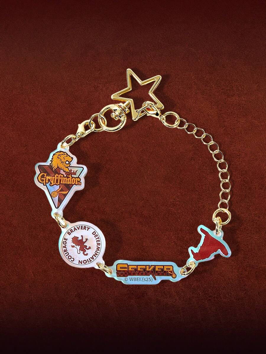 HARRY POTTER X SHEIN 1 件格兰芬多亚克力手链 - 酒紅色 - 查看 1