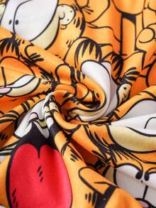 GARFIELD | SHEIN Women's Full Print Cat Print Wireless Bra And Boyshorts Set,Kawaii,Y2K,Cute,Sweet, Funny Lingerie Cute Underwear Set 2 Piece Set Summer 2 Piece Outfits Women Sports Bra Sets Cute Sets For Women - Yellow - View 3