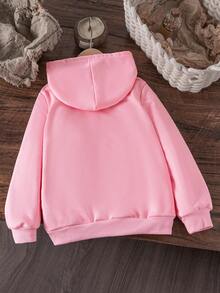 Young Girl Cartoon K-POP Girl Print Hoodie With K-POP Character And Logo, Pink, Suitable For Autumn/Winter Outfits