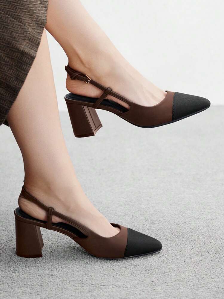 CUCCOO BIZCHIC Women's Fashionable Elegant Pointed Toe Color Block High Heels Spring Shoes