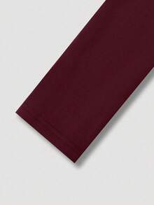 INAWLY Women's Fashionable Solid Color Long Sleeve Bodysuit, Autumn - Burgundy - View 5