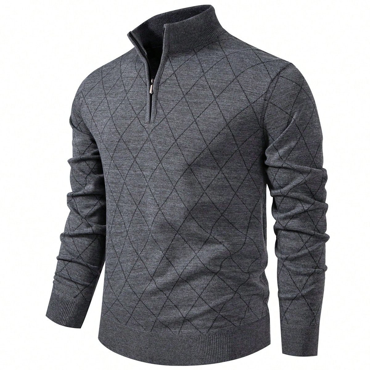 Suéter de manga larga de punto ligero con media cremallera para hombre, para golf, para otoño e invierno