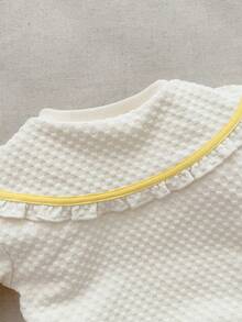 Blossori Sweatshirt Pullover Kerah Lipat Motif Bunga Elegan Gaya Prancis untuk Bayi Perempuan - Putih - View 5