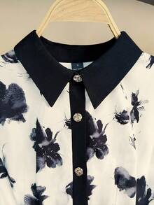 GlowEve 女士优雅长款秋季梭织印花连衣裙 - 黑色 - 查看 4