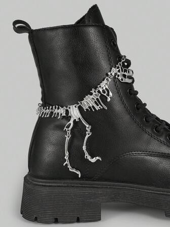 2 Stück Gothic Punk Stil Dunkel Nieten Dorn Kette DIY Schuh Dekoration, verleiht deinen Schuhen einen mysteriösen Vibe, geeignet für Frauen und Männer - kompakt, zart, multifunktionales Modeaccessoire, Halloween Schuh Dekoration um die Stimmung zu setzen