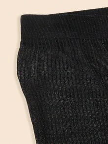 Elaquor Plus Size Women's Solid Color Mesh Pantyhose, Fashion Leggings New Year Party Black Leather Skirt See Through Skirt Black Skirts