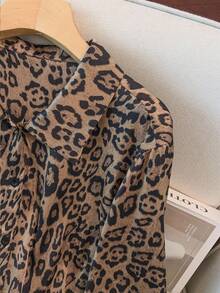 GlowEve CURVE Plus Size Women Loose Fit Long Sleeve Leopard Print Shirt - Multicolor - View 4
