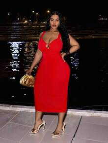 Veslaya Red Summer Elegant Satin Party Midi Dress,Bohemian Backless Bowknot Decor Bodycon Maxi Dress,Vintage Open Back Cocktail Outing Holiday Club Dress - Red - View 7