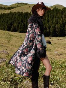 Bohemela 度假长袖提花梭织长款女士常规夹克秋冬女士服装 - 黑色 - 查看 8