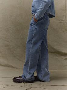 Musero 直筒破洞牛仔裤 秋冬春夏款 - 淺色水洗藍 - 查看 3