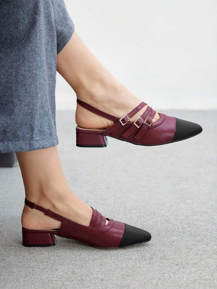 CUCCOO BIZCHIC Women's Simple Buckle Pointed Toe Flats, Elegant, Casual, Comfortable, Slip-On Dress Shoes For Work, Commute, Dating, Formal Occasions