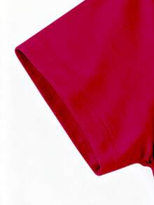 SHEIN Tween Boy Christmas Short Sleeve Graphic T-Shirt, Casual Fashionable Cute Santa Claus Print Red Tee, Versatile Daily Wear For Young Students