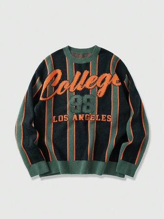 Street Life Maglione casual da uomo con motivo a righe e blocchi di colore, adatto per autunno/inverno