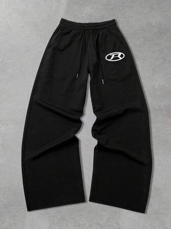 Street Life Pantaloni sportivi casual comodi e ampi con gamba dritta, colore nero