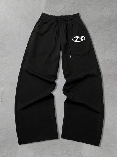 Street Life Men's Loose Comfortable Casual Sports Straight Leg Sweatpants, Black